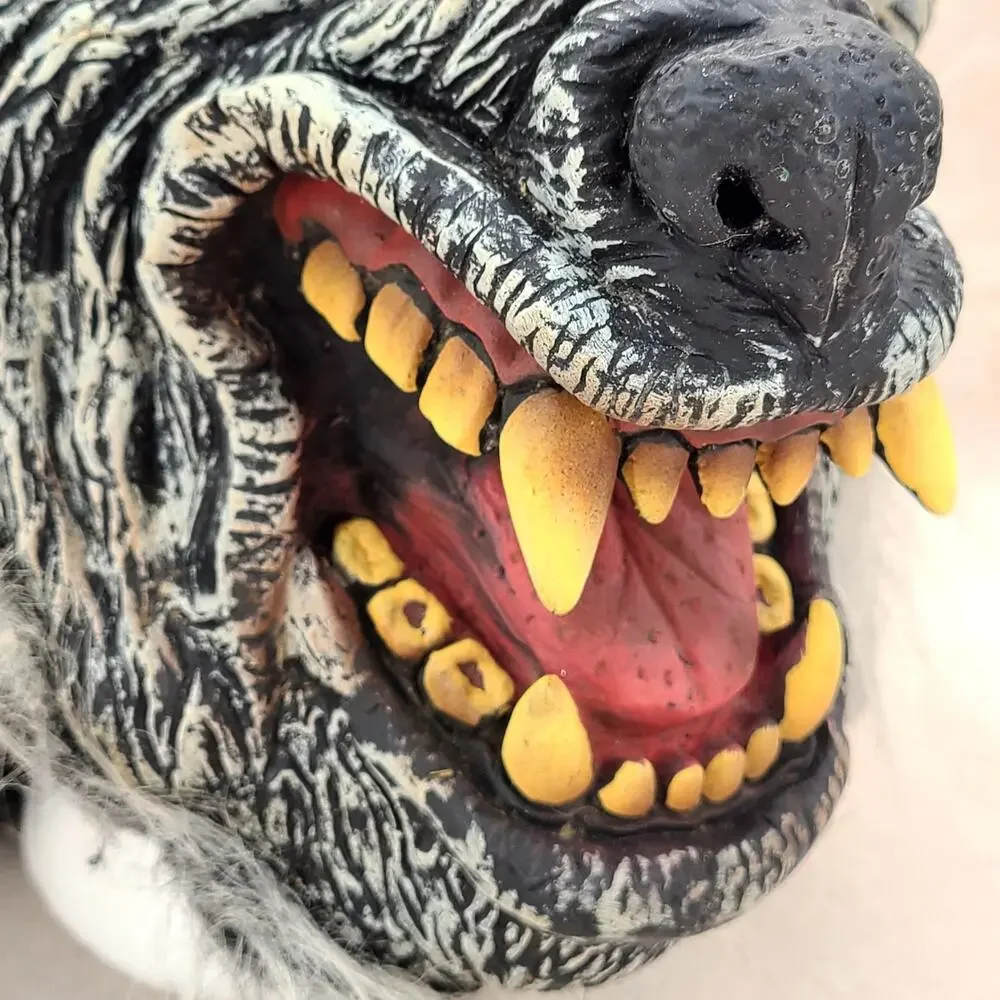 Werewolf Wolf Monster Halloween Deluxe Rubber Mask White Black Gray Faux Fur